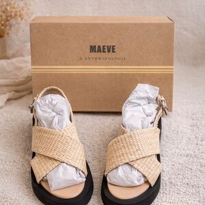 Maeve Chrissy Platform Sandals Raffia Light Sand SOLD OUT